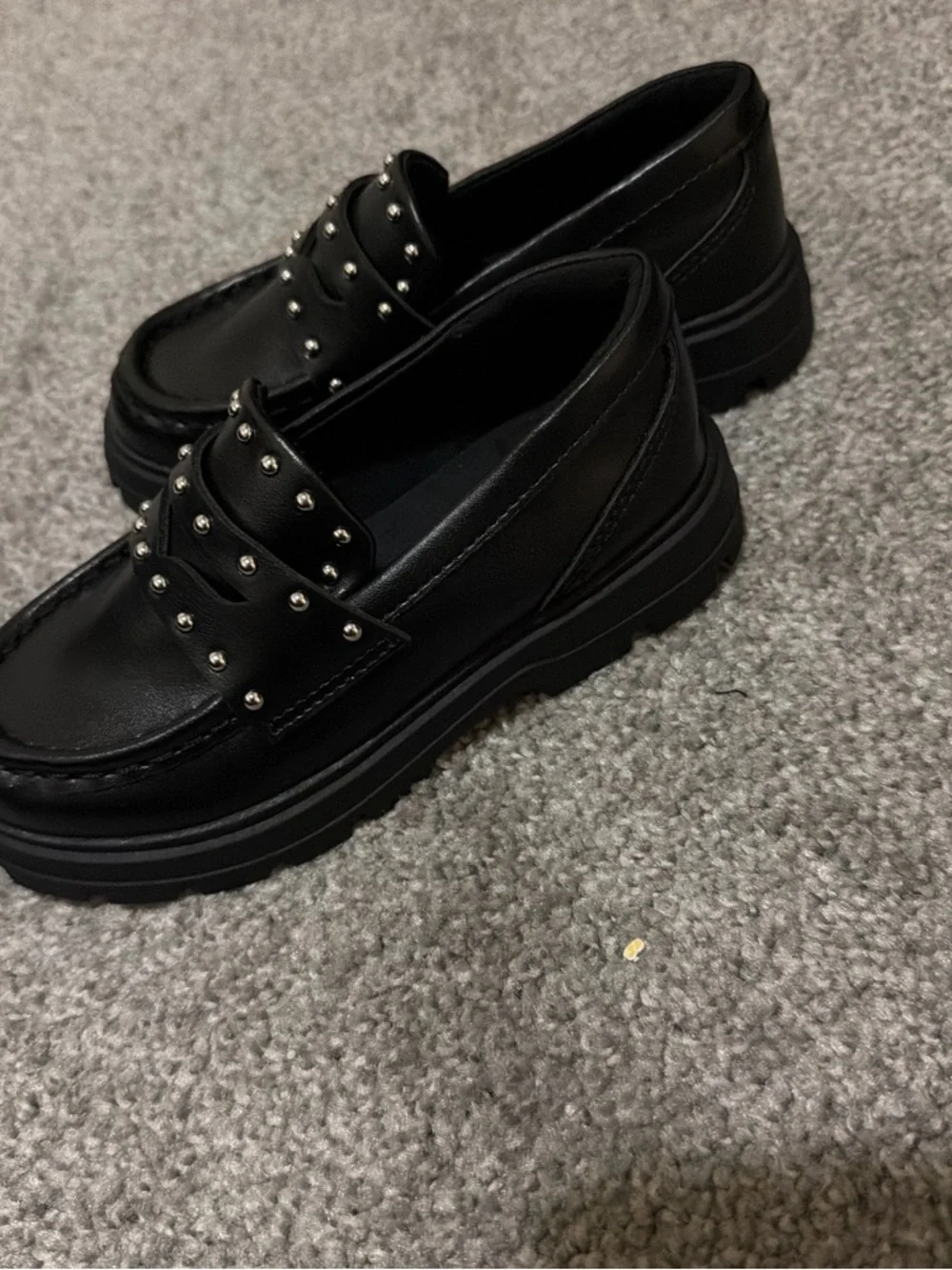 Zara Black Studded Kids Loafers
